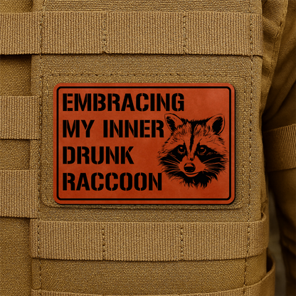 Inner Drunk Raccoon Funny Morale Patch, 2x3" | Made in USA | VELCRO® Brand Hook Backing