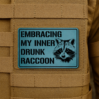 Inner Drunk Raccoon Funny Morale Patch, 2x3" | Made in USA | VELCRO® Brand Hook Backing