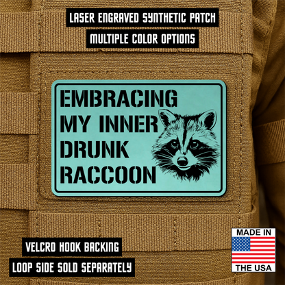 Inner Drunk Raccoon Funny Morale Patch, 2x3" | Made in USA | VELCRO® Brand Hook Backing