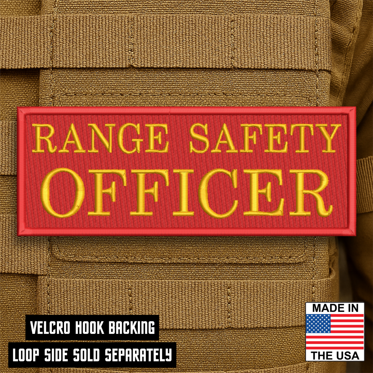 Range Safety Officer Patches & ID Plates – 2x3 Patch or 3x8 ID Panel – Tactical Gear Hook & Loop | Made in USA