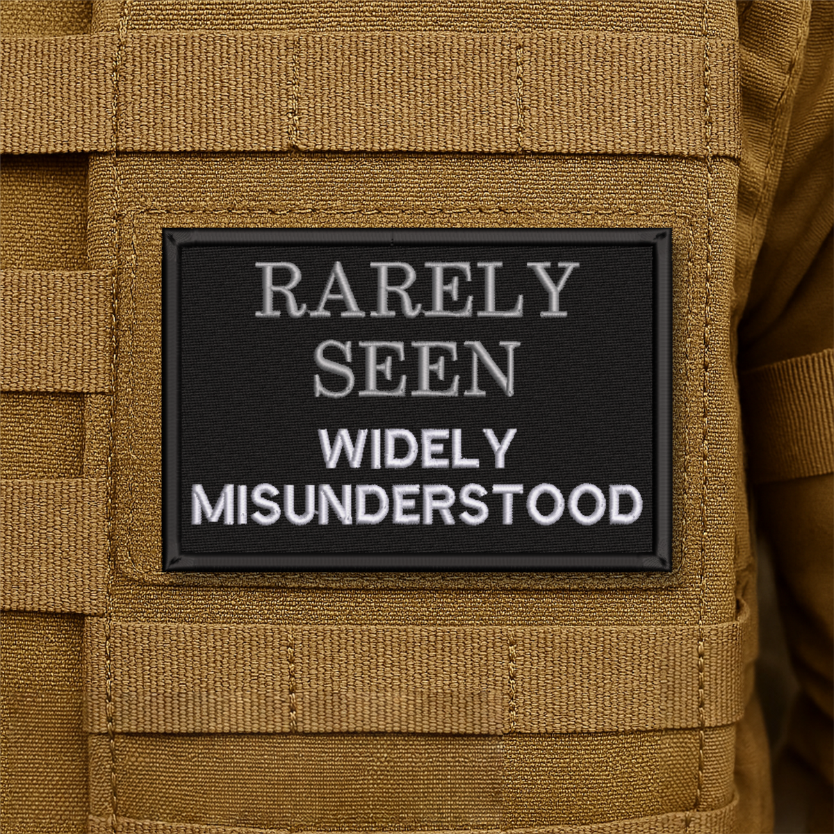 Rarely Seen, Widely Misunderstood Funny Embroidered Morale Patch | VELCRO® Brand Hook Backing