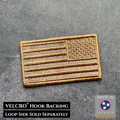Subdued Coyote Brown American Flag Patch, 2x3.5" | Made in USA | VELCRO® Brand Hook Backing
