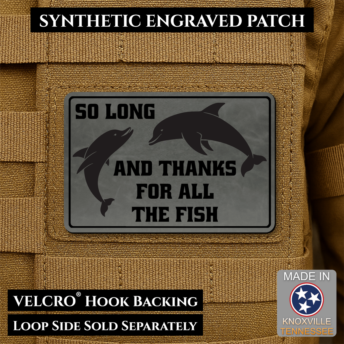 So Long And Thanks For All The Fish Funny Morale Patch | Made in USA | VELCRO® Brand Hook Backing