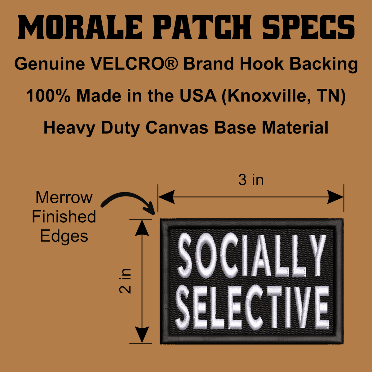Socially Selective Funny Morale Patch, 2x3" | Made in USA | VELCRO® Brand Hook Backing