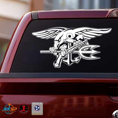 Navy SEAL Trident Vinyl Decal | Naval Special Warfare Vehicle Window Sticker | Made In USA