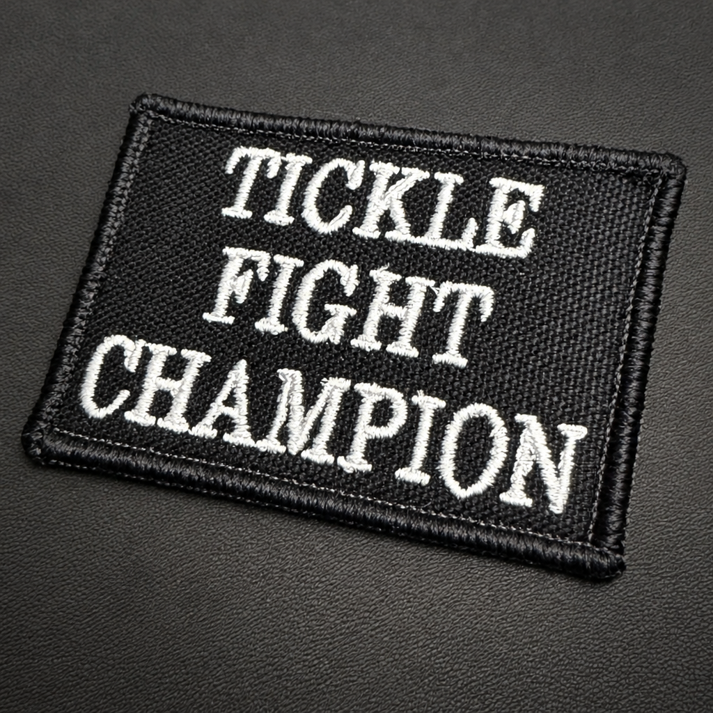 Tickle Fight Champion Funny Embroidered Morale Patch, 2x3" | VELCRO® Brand Hook Backing