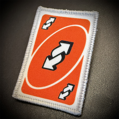 UNO Reverse Card Funny Printed Morale Patch, 2x3" | VELCRO® Brand Hook Backing