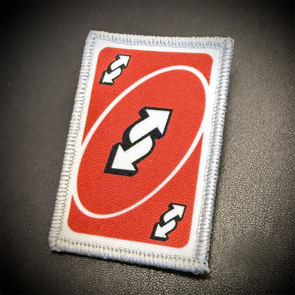 UNO Reverse Card Funny Printed Morale Patch, 2x3" | VELCRO® Brand Hook Backing