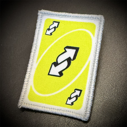 UNO Reverse Card Funny Printed Morale Patch, 2x3" | VELCRO® Brand Hook Backing