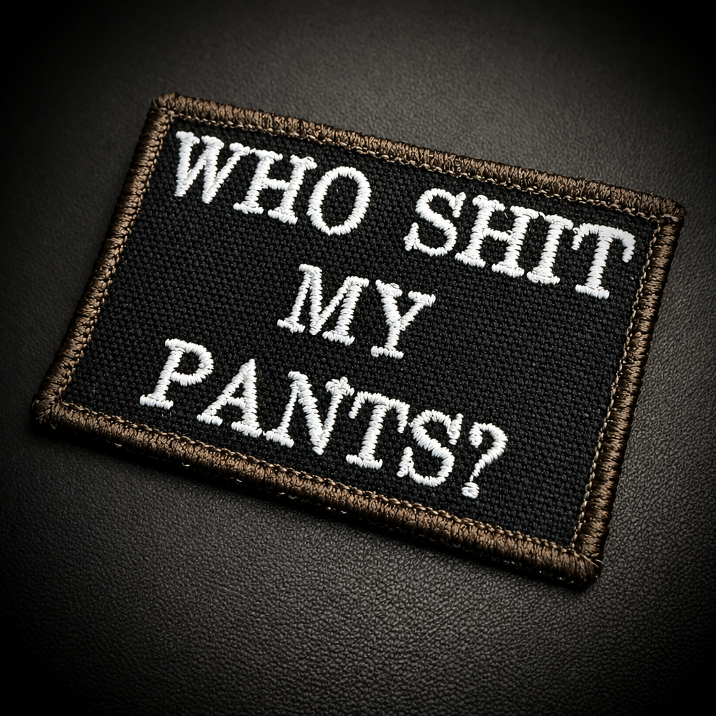 Who Shit My Pants? Funny Embroidered Morale Patch, 2x3" | VELCRO® Brand Hook Backing