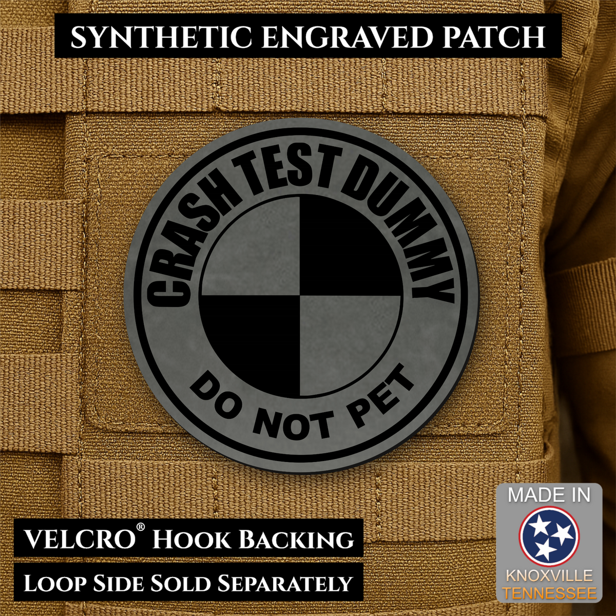 Crash Test Dummy Funny Morale Patch | Made in USA | VELCRO® Brand Hook Backing