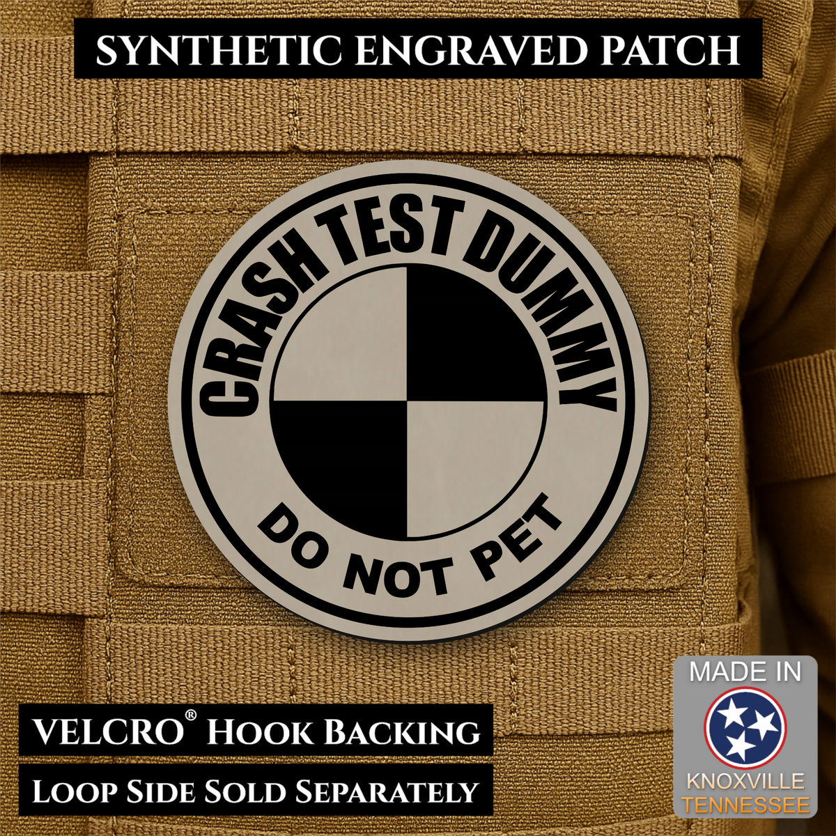 Crash Test Dummy Funny Morale Patch | Made in USA | VELCRO® Brand Hook Backing