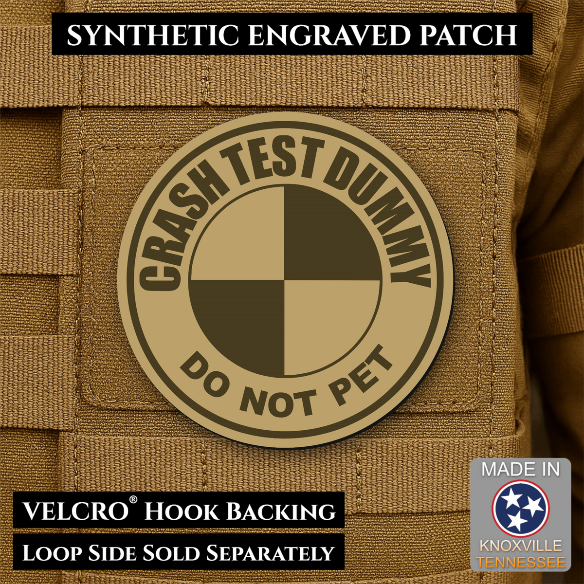 Crash Test Dummy Funny Morale Patch | Made in USA | VELCRO® Brand Hook Backing