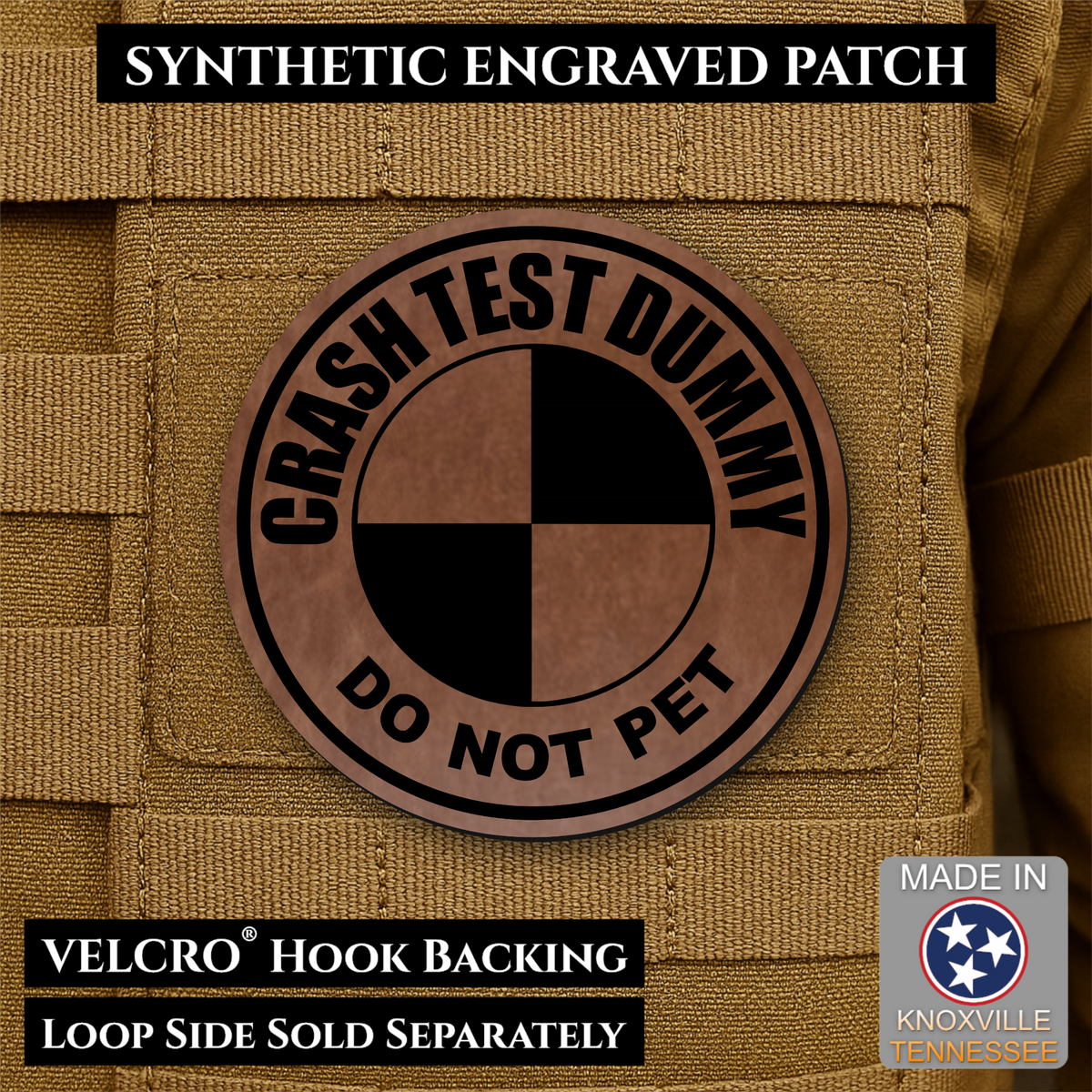 Crash Test Dummy Funny Morale Patch | Made in USA | VELCRO® Brand Hook Backing