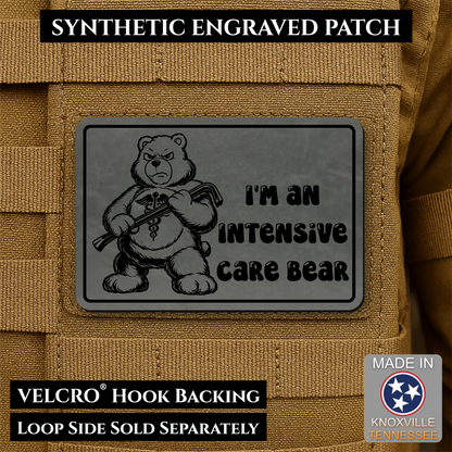 Intensive Care Bear Funny Nurse Medic Morale Patch, 2x3" | Made in USA | VELCRO® Brand Hook Backing