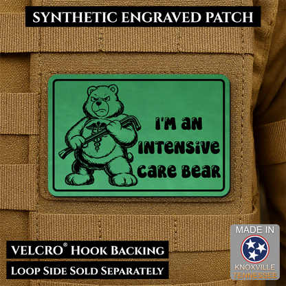Intensive Care Bear Funny Nurse Medic Morale Patch, 2x3" | Made in USA | VELCRO® Brand Hook Backing