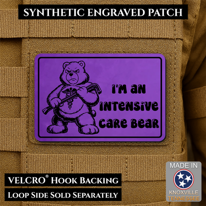 Intensive Care Bear Funny Nurse Medic Morale Patch, 2x3" | Made in USA | VELCRO® Brand Hook Backing