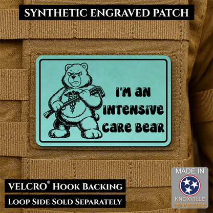 Intensive Care Bear Funny Nurse Medic Morale Patch, 2x3" | Made in USA | VELCRO® Brand Hook Backing