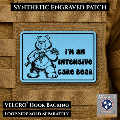Intensive Care Bear Funny Nurse Medic Morale Patch, 2x3" | Made in USA | VELCRO® Brand Hook Backing