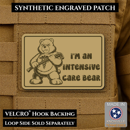 Intensive Care Bear Funny Nurse Medic Morale Patch, 2x3" | Made in USA | VELCRO® Brand Hook Backing