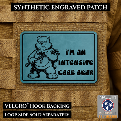 Intensive Care Bear Funny Nurse Medic Morale Patch, 2x3" | Made in USA | VELCRO® Brand Hook Backing