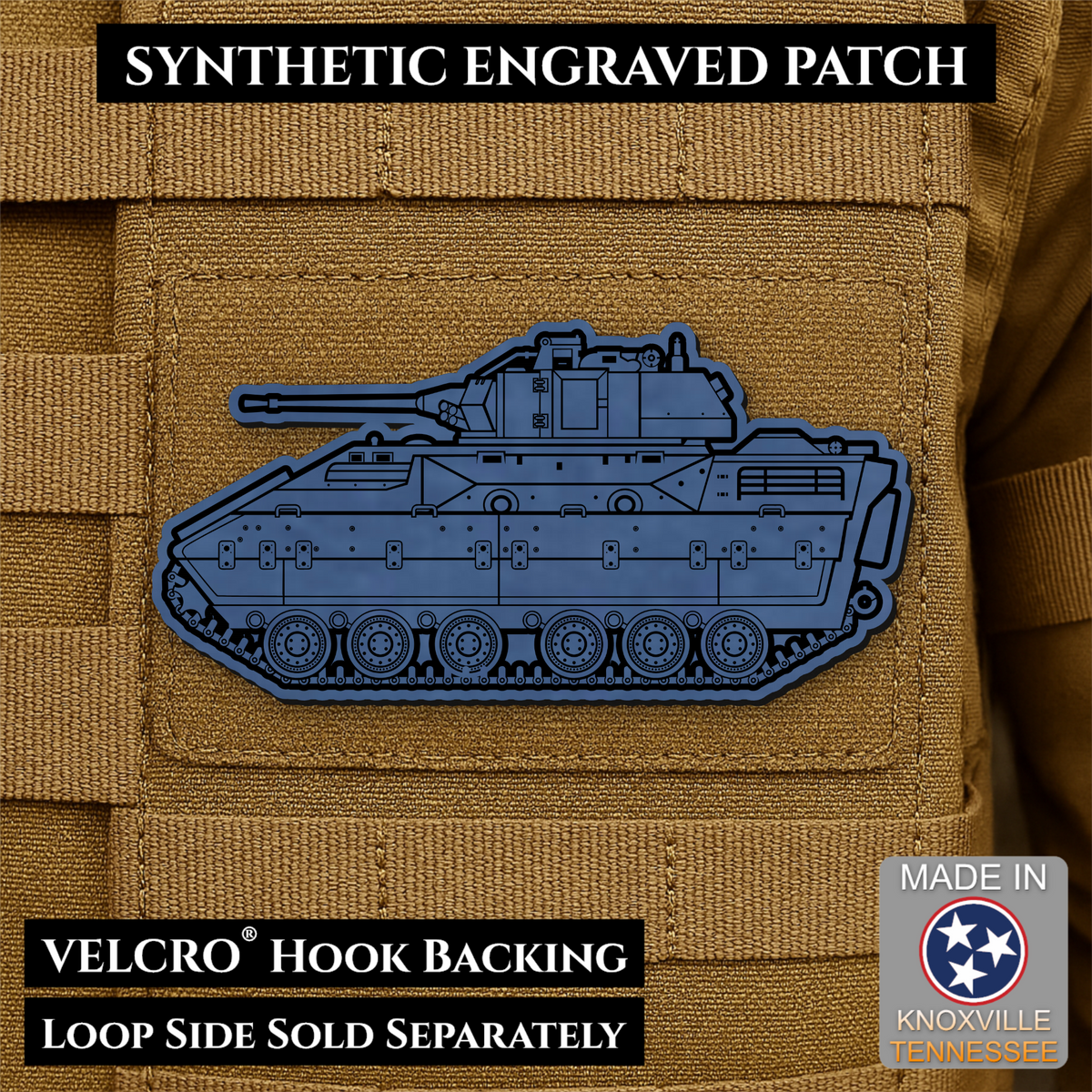 M2/M3 Bradley Fighting Vehicle Morale Patch, 1.4x3” | Made in USA | VELCRO® Brand Hook Backing