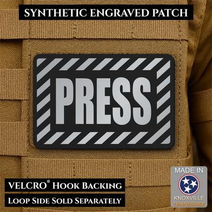 PRESS Media Journalist ID Morale Patch | Made in USA | VELCRO® Brand Hook Backing
