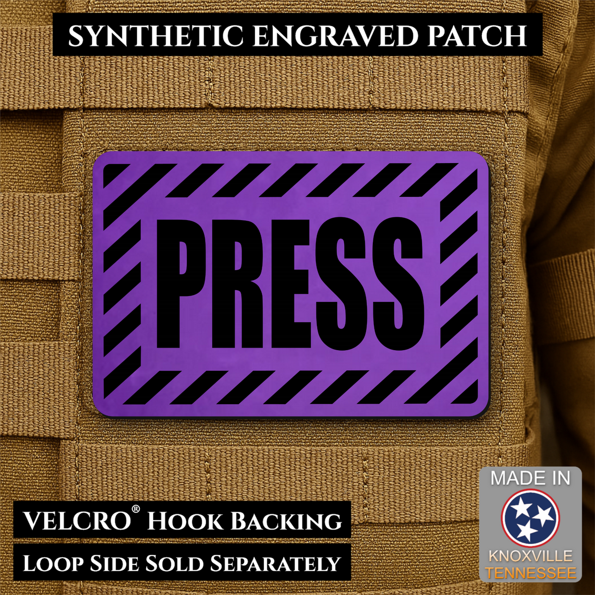 PRESS Media Journalist ID Morale Patch | Made in USA | VELCRO® Brand Hook Backing