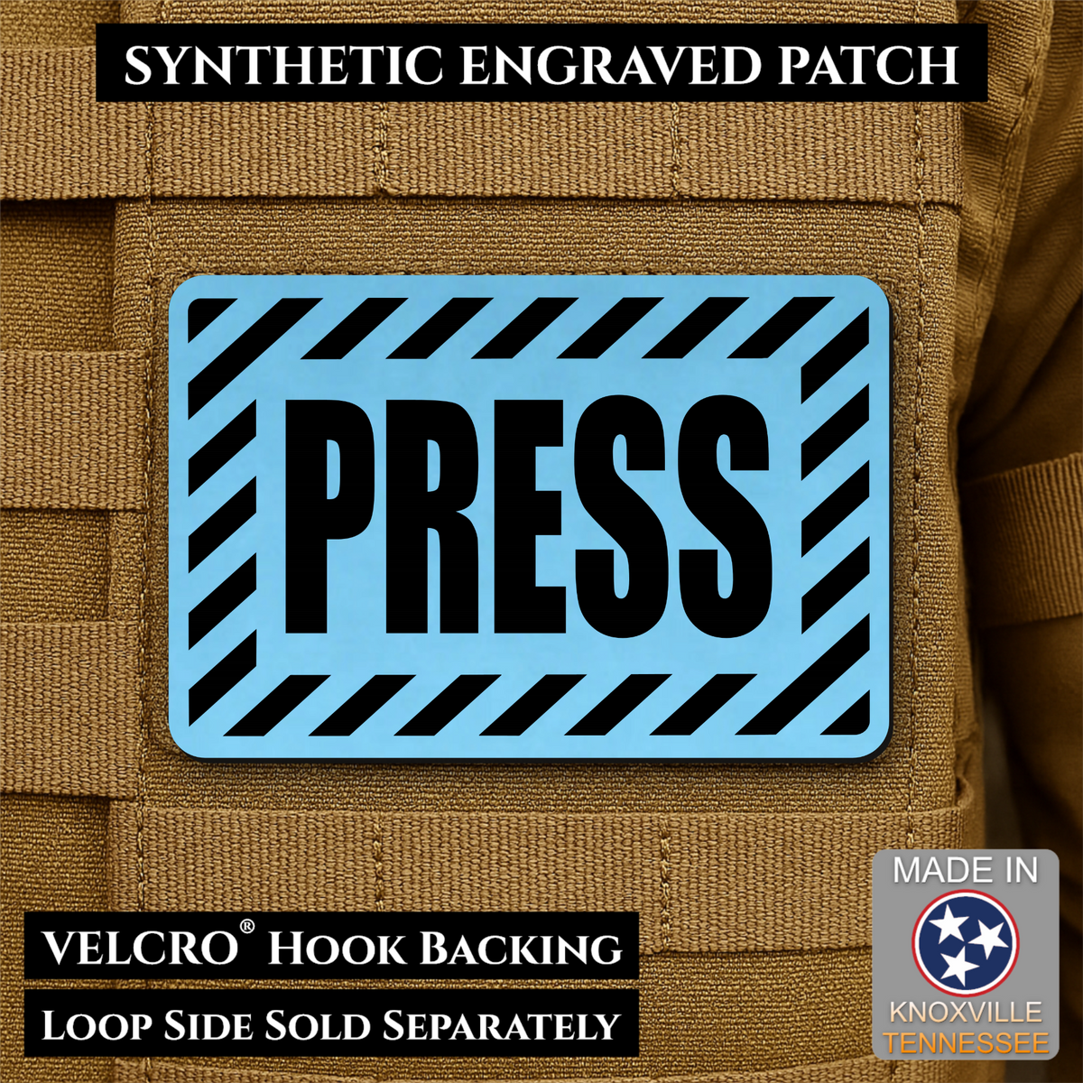 PRESS Media Journalist ID Morale Patch | Made in USA | VELCRO® Brand Hook Backing