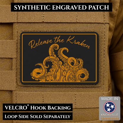Release the Kraken Funny Morale Patch, 2x3" | Made in USA | VELCRO® Brand Hook Backing