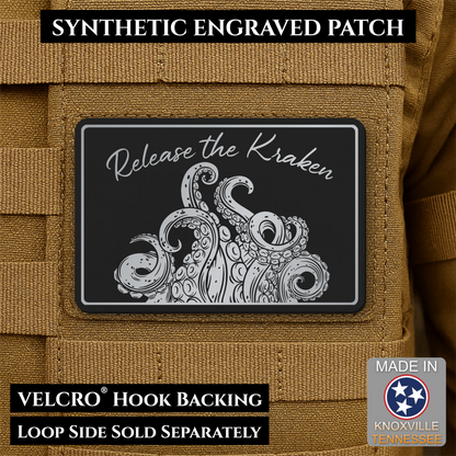 Release the Kraken Funny Morale Patch, 2x3" | Made in USA | VELCRO® Brand Hook Backing