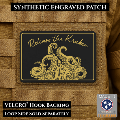 Release the Kraken Funny Morale Patch, 2x3" | Made in USA | VELCRO® Brand Hook Backing