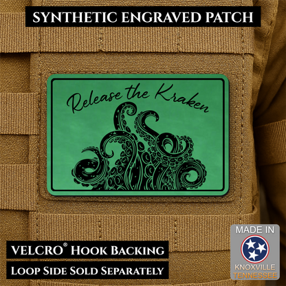 Release the Kraken Funny Morale Patch, 2x3" | Made in USA | VELCRO® Brand Hook Backing