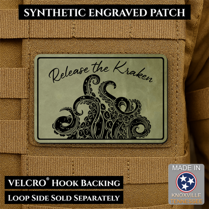 Release the Kraken Funny Morale Patch, 2x3" | Made in USA | VELCRO® Brand Hook Backing