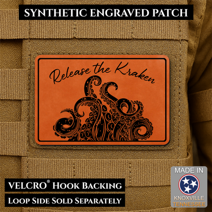 Release the Kraken Funny Morale Patch, 2x3" | Made in USA | VELCRO® Brand Hook Backing