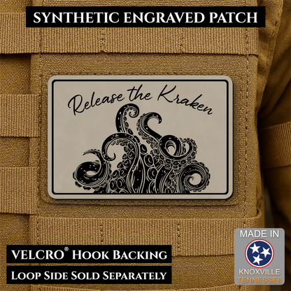 Release the Kraken Funny Morale Patch, 2x3" | Made in USA | VELCRO® Brand Hook Backing