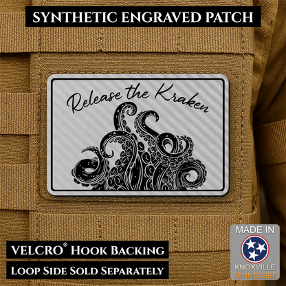 Release the Kraken Funny Morale Patch, 2x3" | Made in USA | VELCRO® Brand Hook Backing