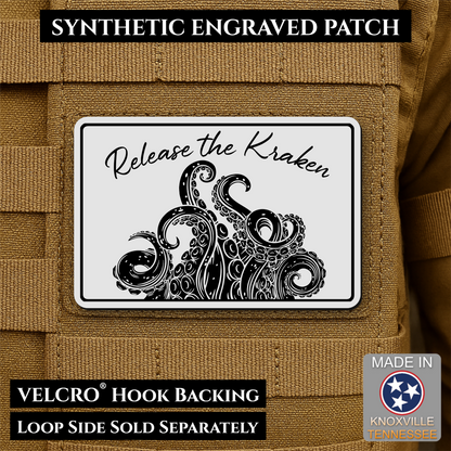 Release the Kraken Funny Morale Patch, 2x3" | Made in USA | VELCRO® Brand Hook Backing