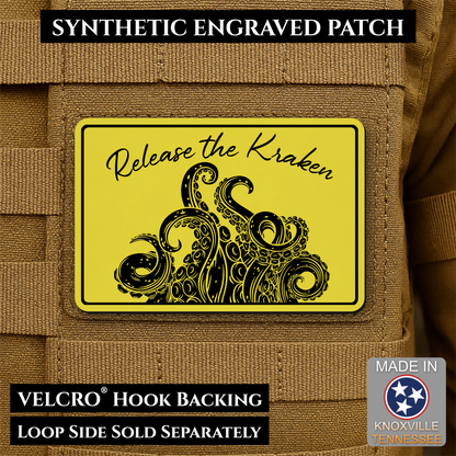 Release the Kraken Funny Morale Patch, 2x3" | Made in USA | VELCRO® Brand Hook Backing